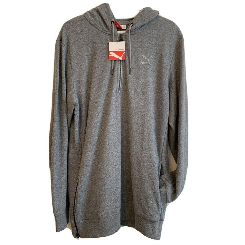 Large Puma Gray Heathered Women's New NWT EVO Hooded Cape Pullover Athletic Swea
